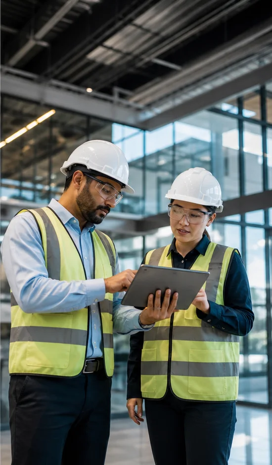 Engineers reviewing a commercial energy requirement